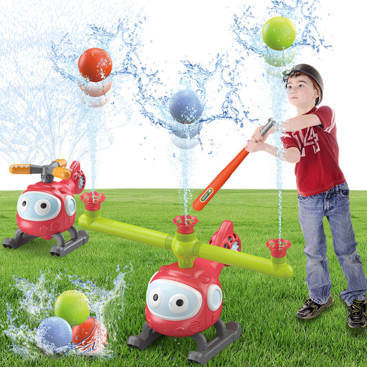 💦 4-in-1-Wassersprinkler-T-Ball-Set für Kinder | Baseball- und Hubschrauberspielzeug für den Garten | Wasserspiel mit Gartenschlauch für den Sommer im Freien 🎉⚾