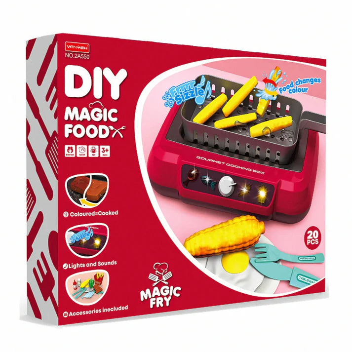 Kids Cooking Simulator Toy π³ β 20 PCS Color-Changing Frying Kit π with Sound π, Light π‘ & Bubble Grill π₯