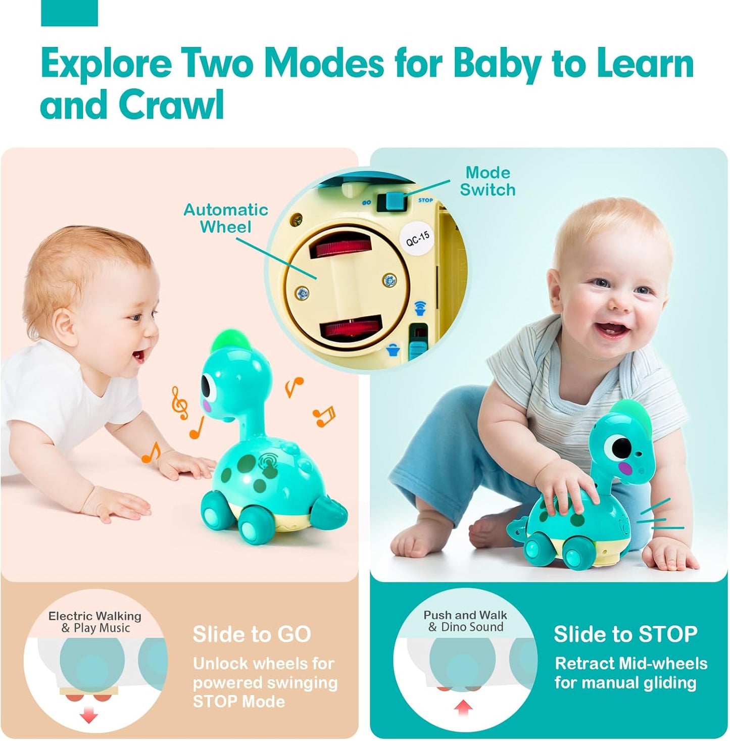 Dinosaur Crawling and Musical Baby Toy