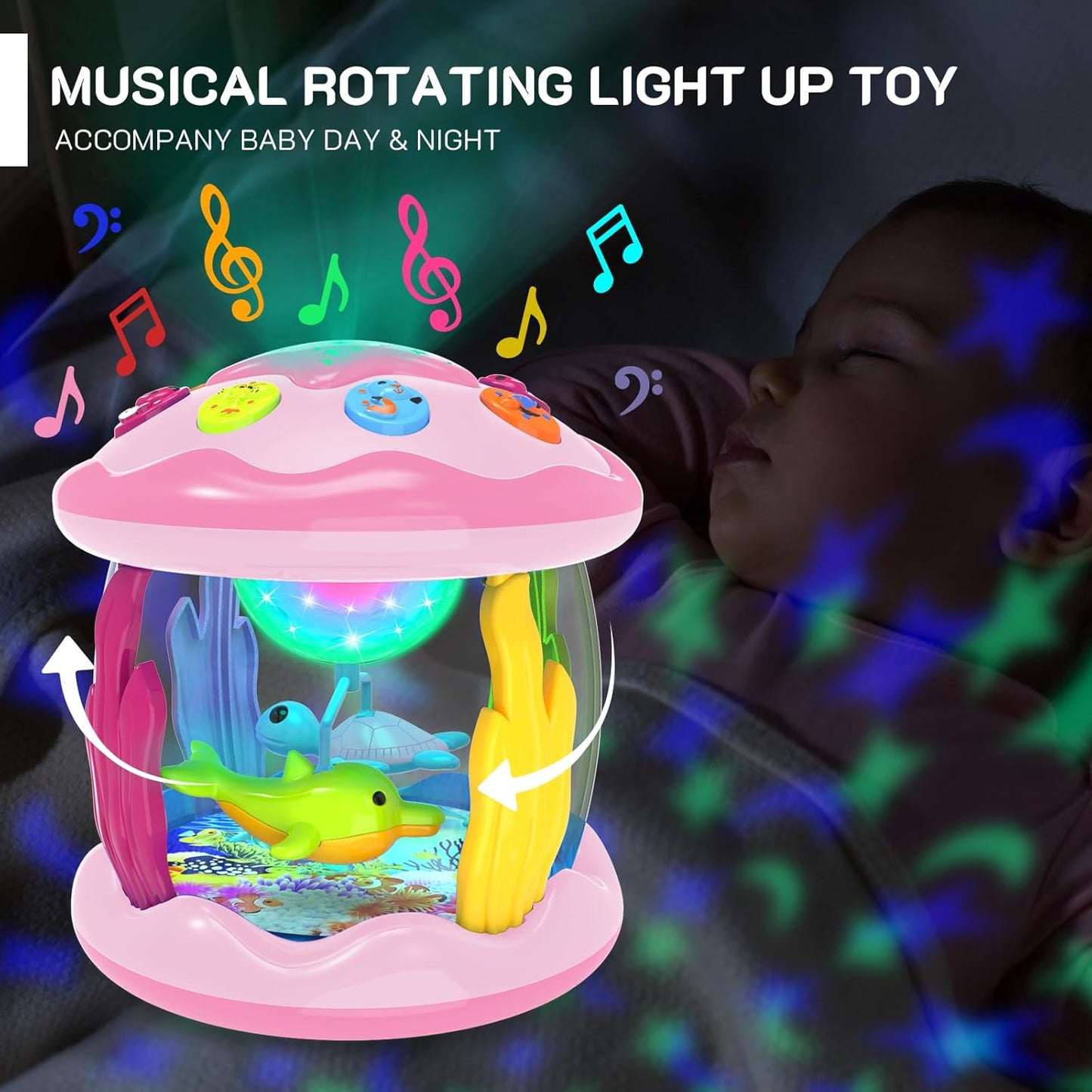 πβ¨ Musical Light Rotating Ocean Projector Toy π΅ | Stimulates Visual, Auditory & Crawling Skills for Babies πΌ