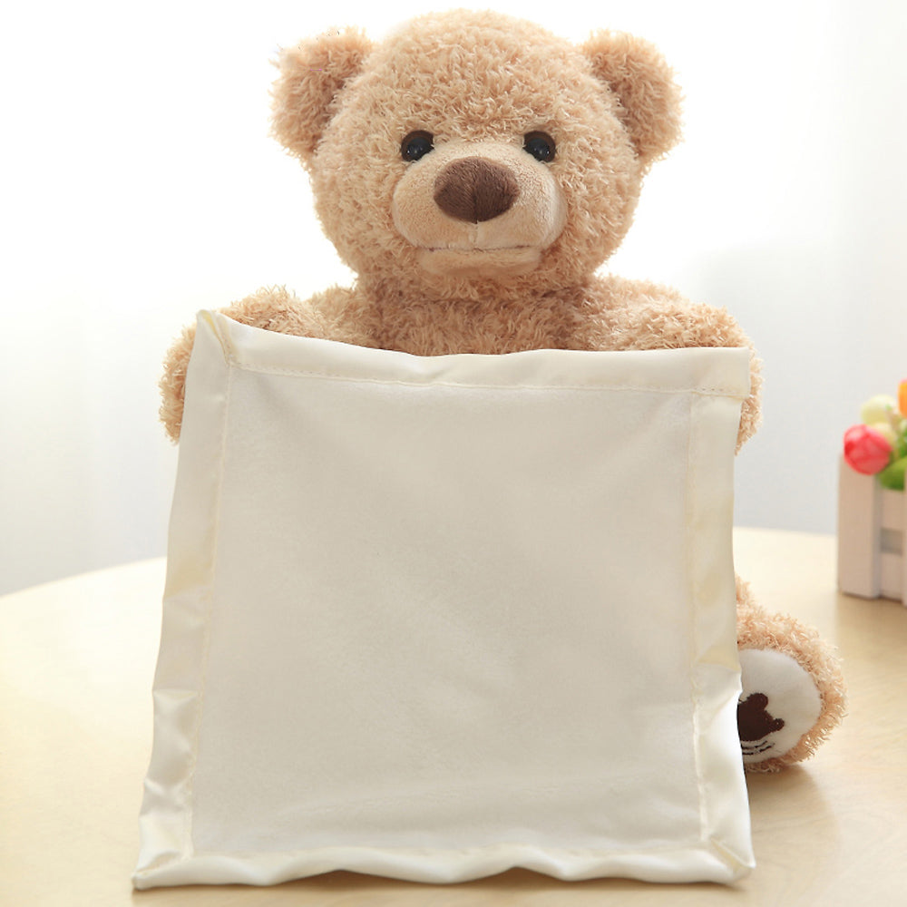 Peek-A-Boo Teddybär Plüsch 🧸 | Animiertes, kuscheliges Stofftier für Babys und Neugeborene