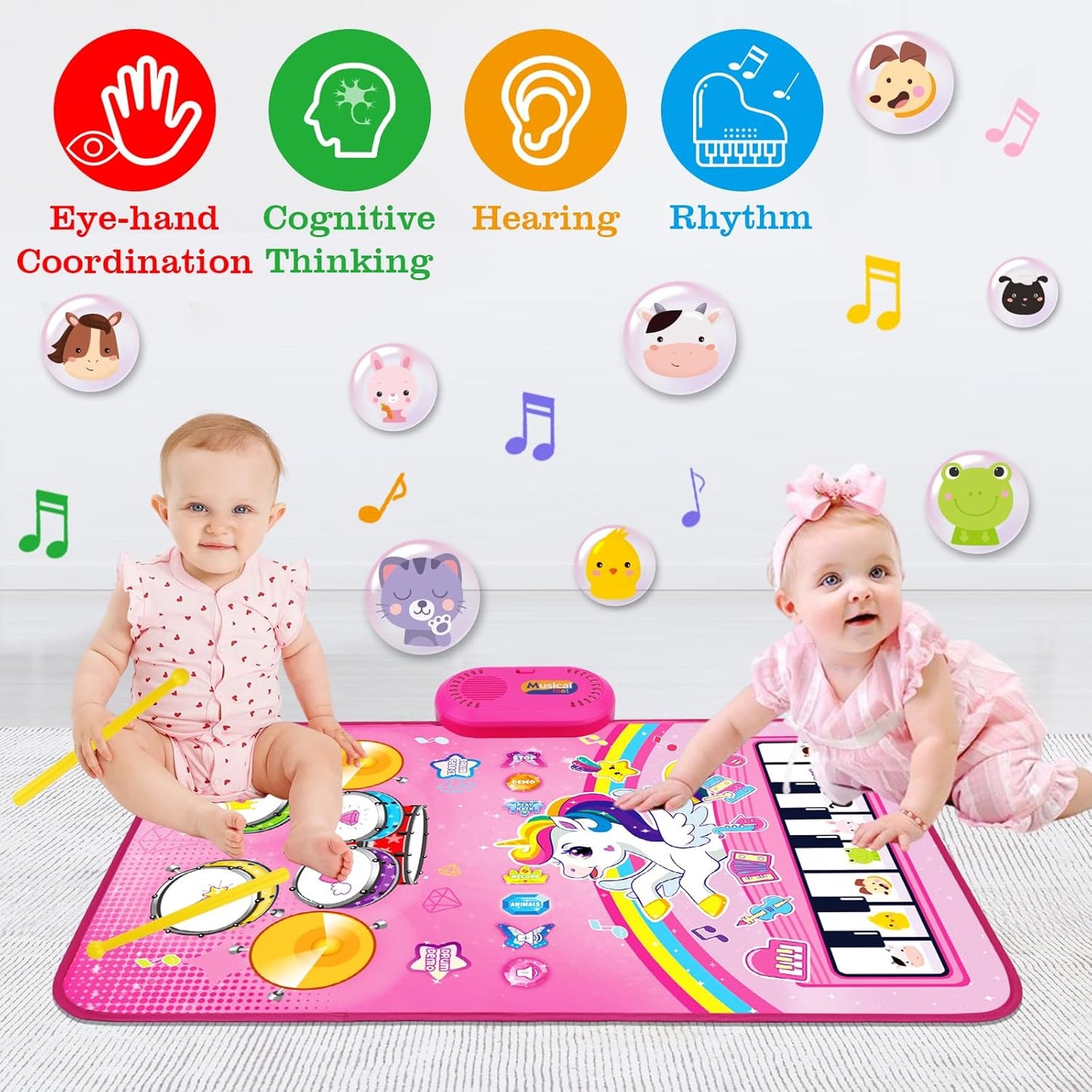 π¦ 3-in-1 Unicorn Musical Play Mat β Piano, Drum & Animal Sounds Toy for Toddlers