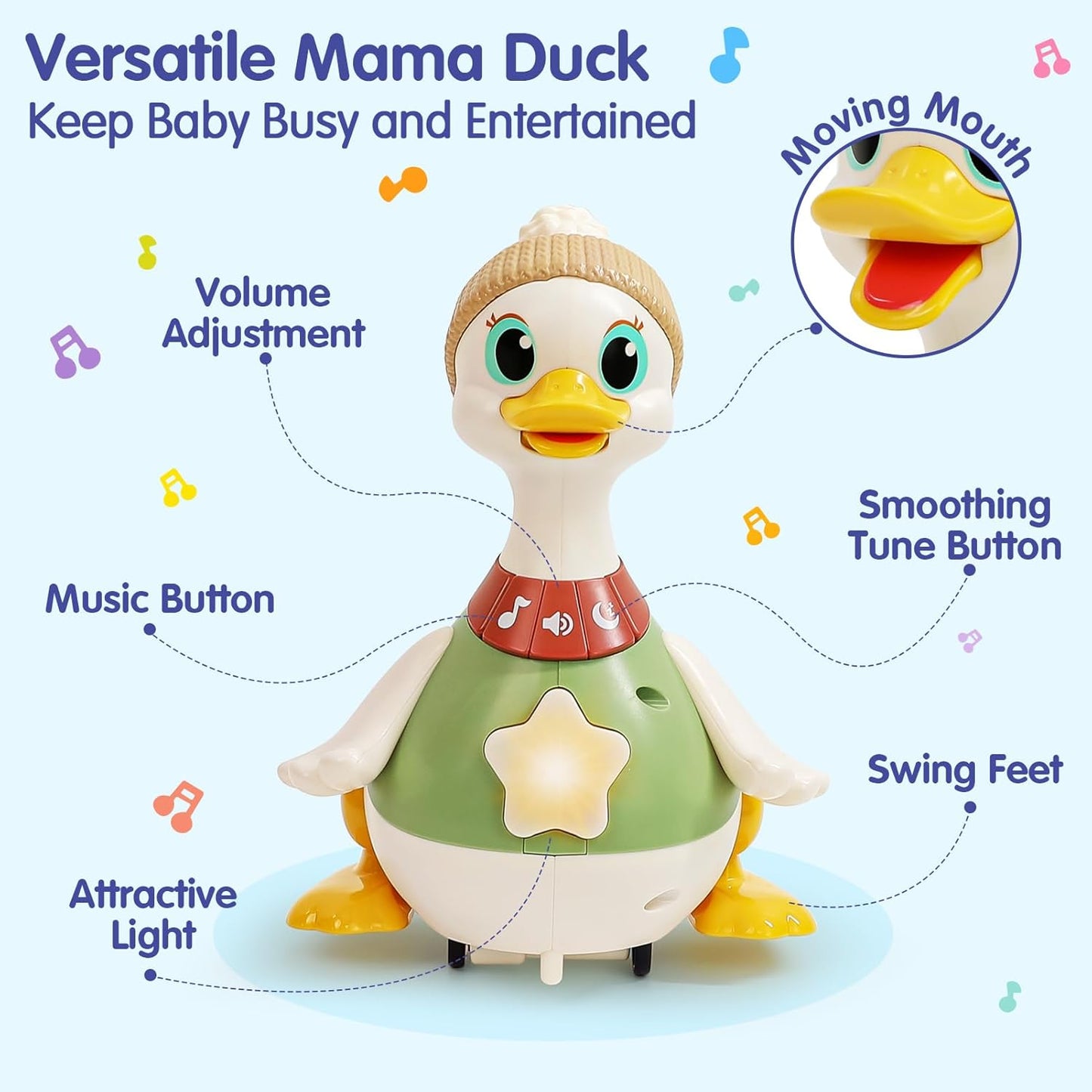 "Musical Walking Duck Family Toy π¦ | Light-Up Crawling & Tummy Time Baby Ducks Set (3 Pack)"