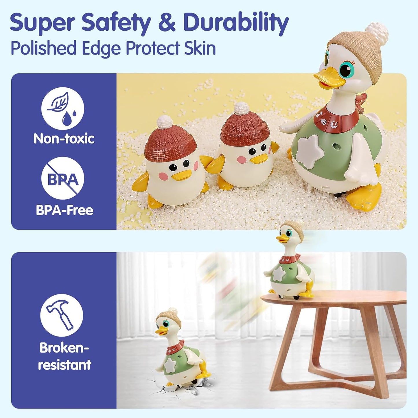"Musical Walking Duck Family Toy π¦ | Light-Up Crawling & Tummy Time Baby Ducks Set (3 Pack)"