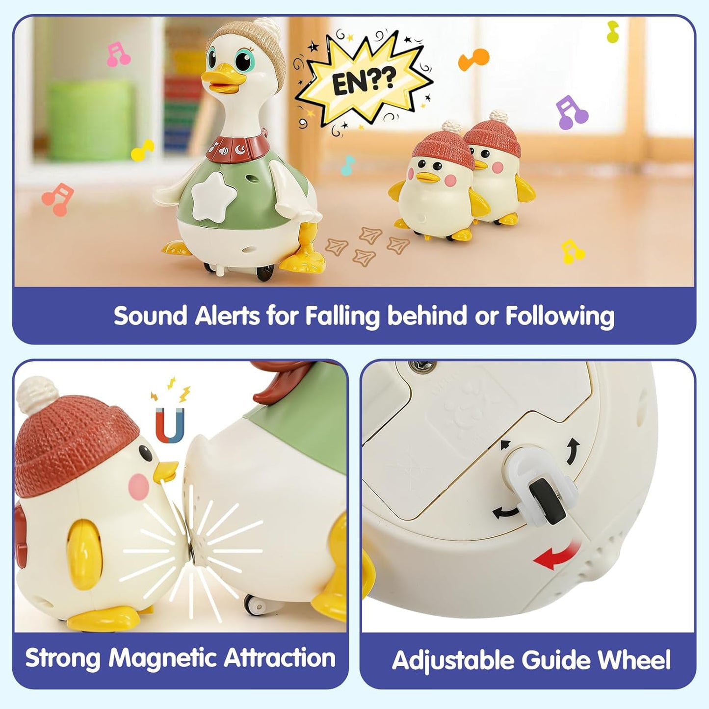 "Musical Walking Duck Family Toy π¦ | Light-Up Crawling & Tummy Time Baby Ducks Set (3 Pack)"
