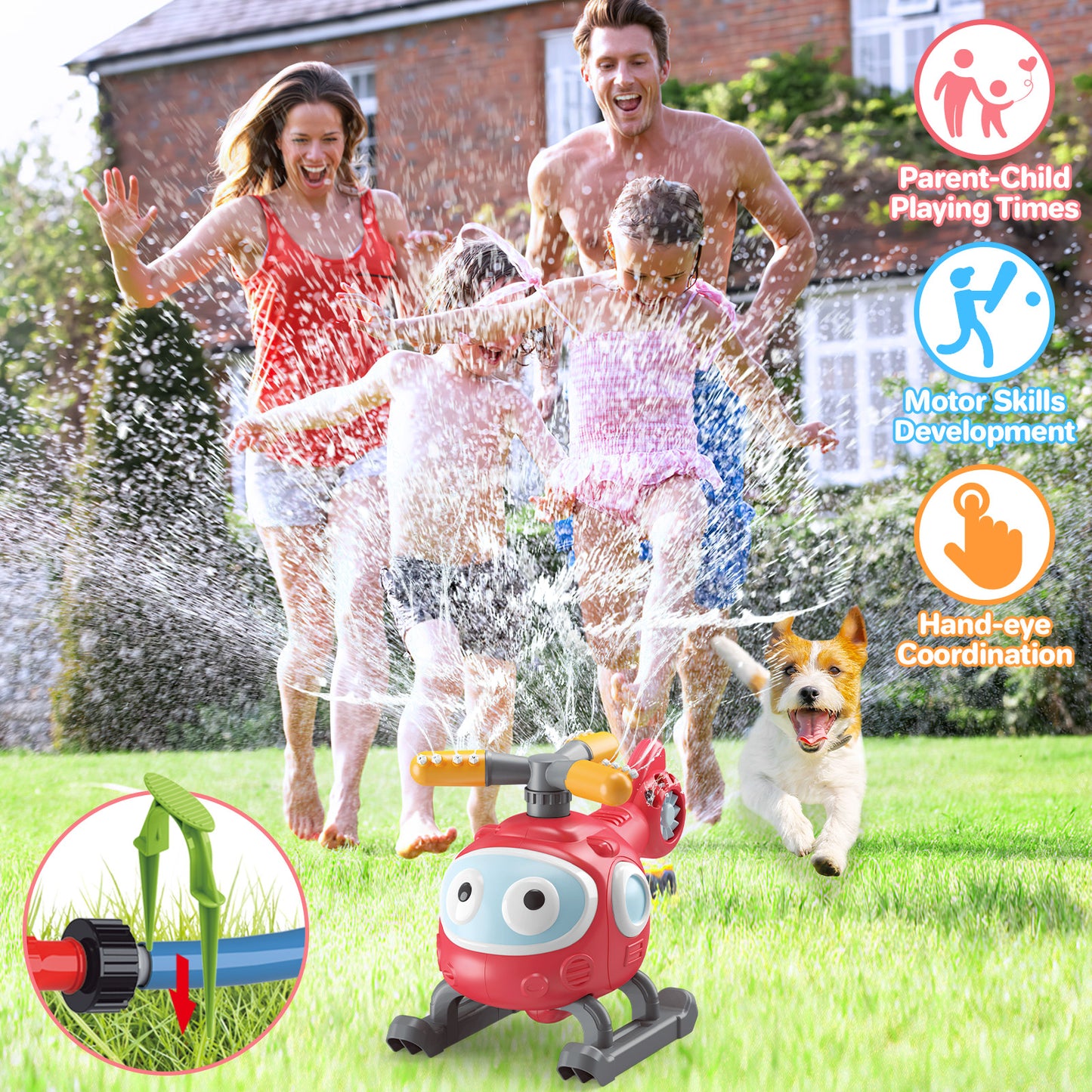 💦 4-in-1 Water Sprinkler T-Ball Set for Kids | Backyard Baseball & Helicopter Toy | Outdoor Summer Garden Hose Water Game 🎉⚾