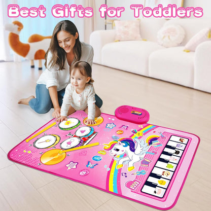 🦄 3-in-1 Unicorn Musical Play Mat – Piano, Drum & Animal Sounds Toy for Toddlers