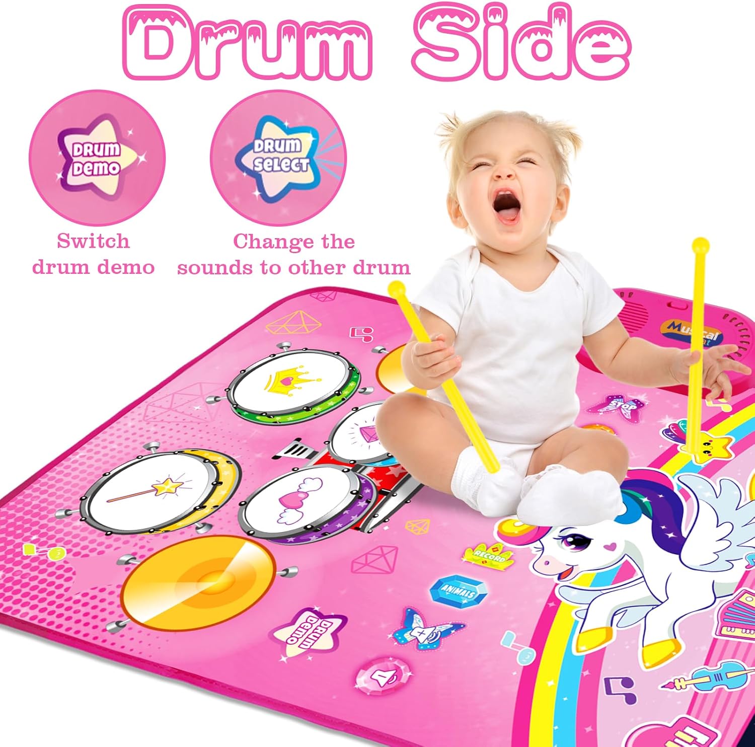 🦄 3-in-1 Unicorn Musical Play Mat – Piano, Drum & Animal Sounds Toy for Toddlers
