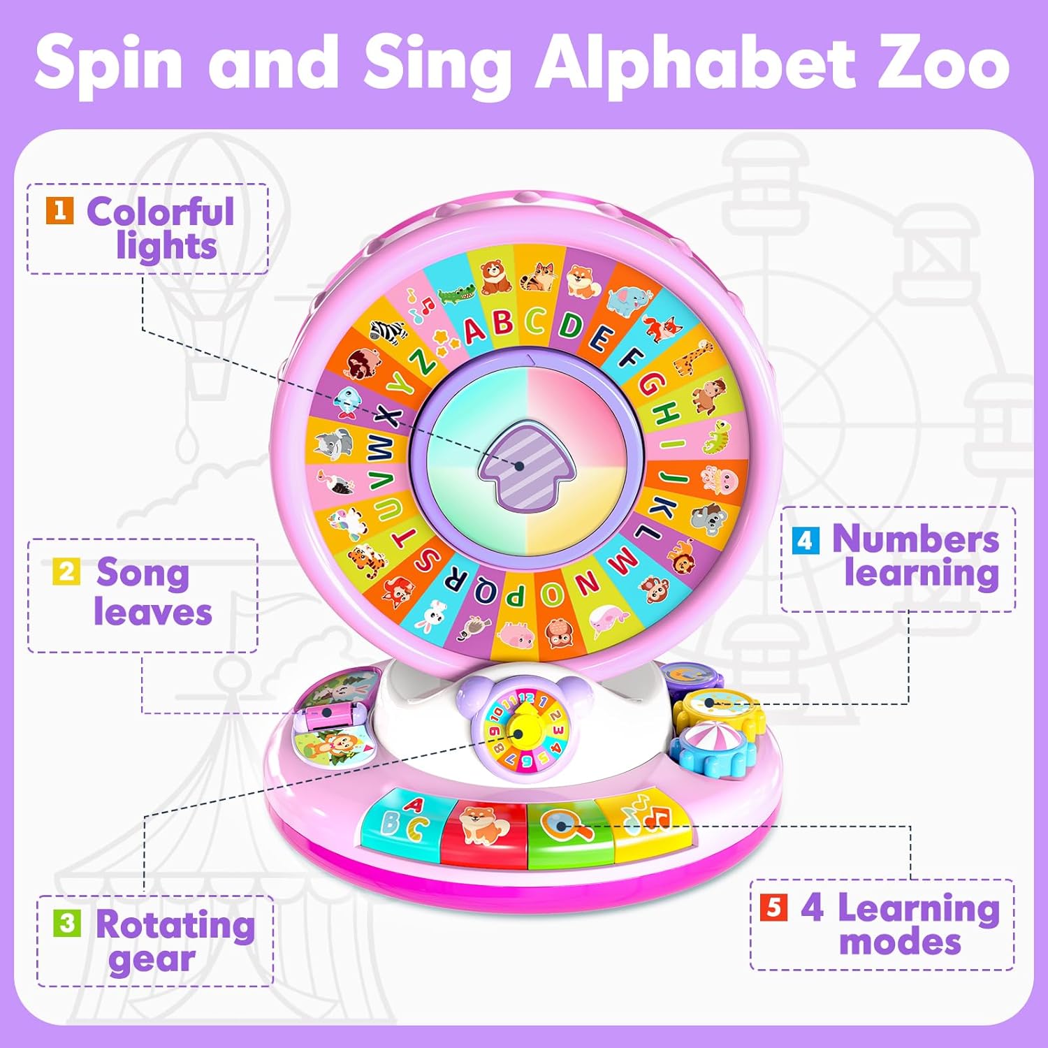 Light-Up & Musical Spin & Sing Alphabet Zoo Toy 🐵🎵💡 | Educational and Fun Kids’ Toy