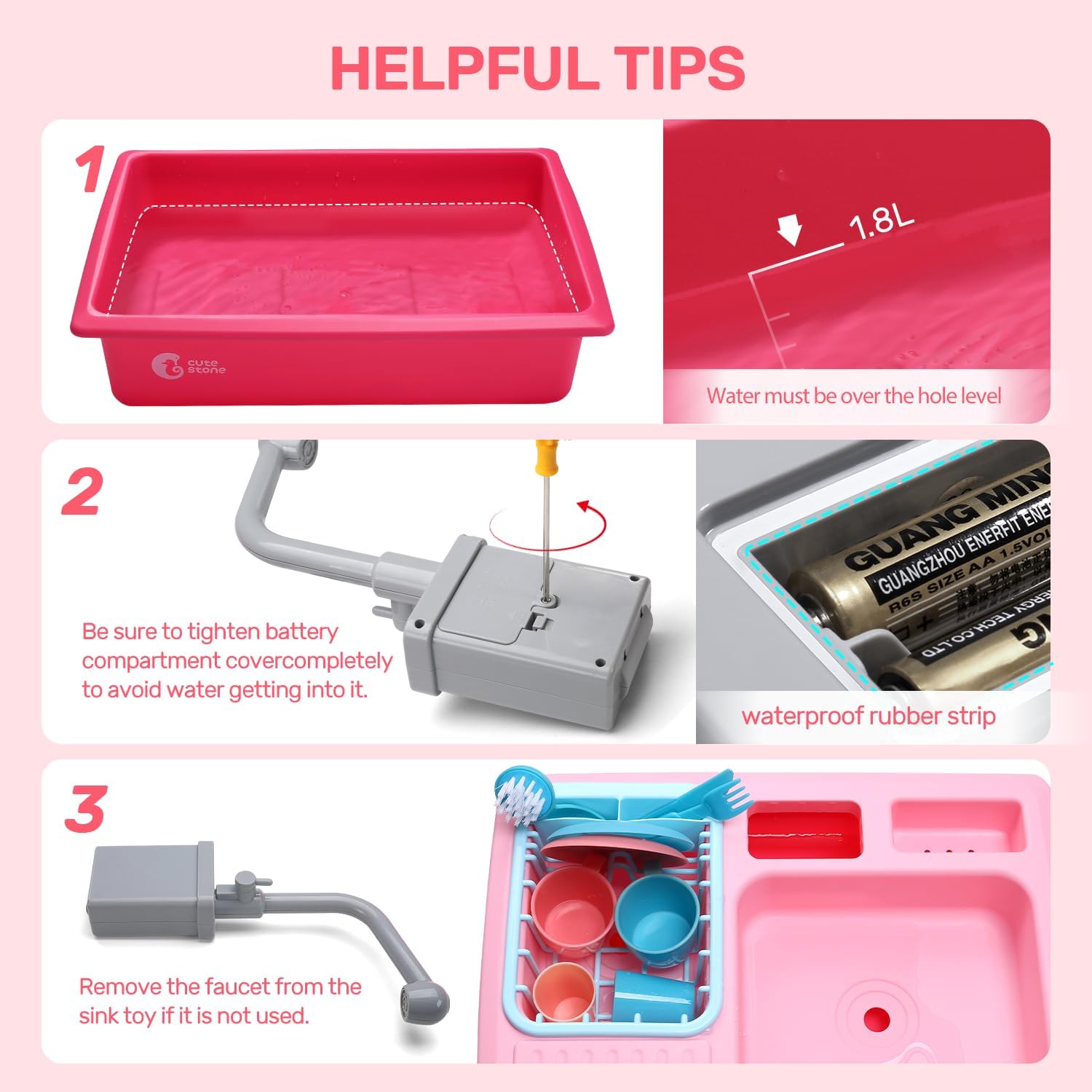 Pavrivey Color-Changing Play Kitchen Sink 🏠  | Pretend Role-Play Set for Kids 👧👦