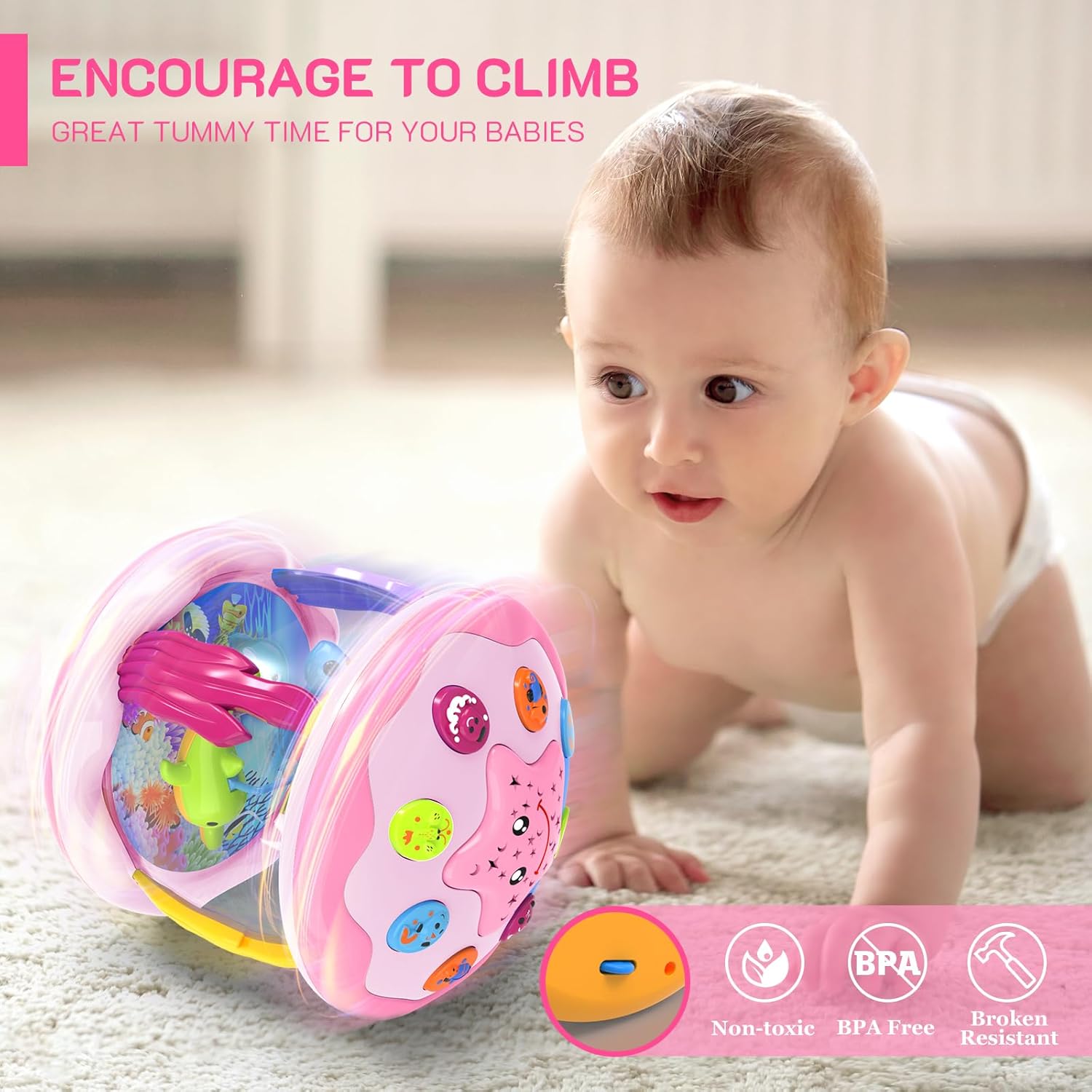 🌊✨ Musical Light Rotating Ocean Projector Toy 🎵 | Stimulates Visual, Auditory & Crawling Skills for Babies 🍼