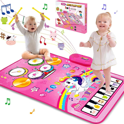 🦄 3-in-1 Unicorn Musical Play Mat – Piano, Drum & Animal Sounds Toy for Toddlers