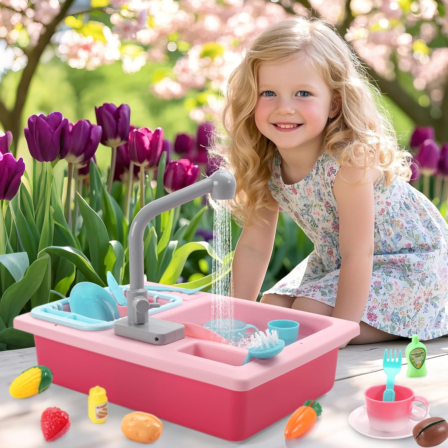 Pavrivey Color-Changing Play Kitchen Sink 🏠  | Pretend Role-Play Set for Kids 👧👦