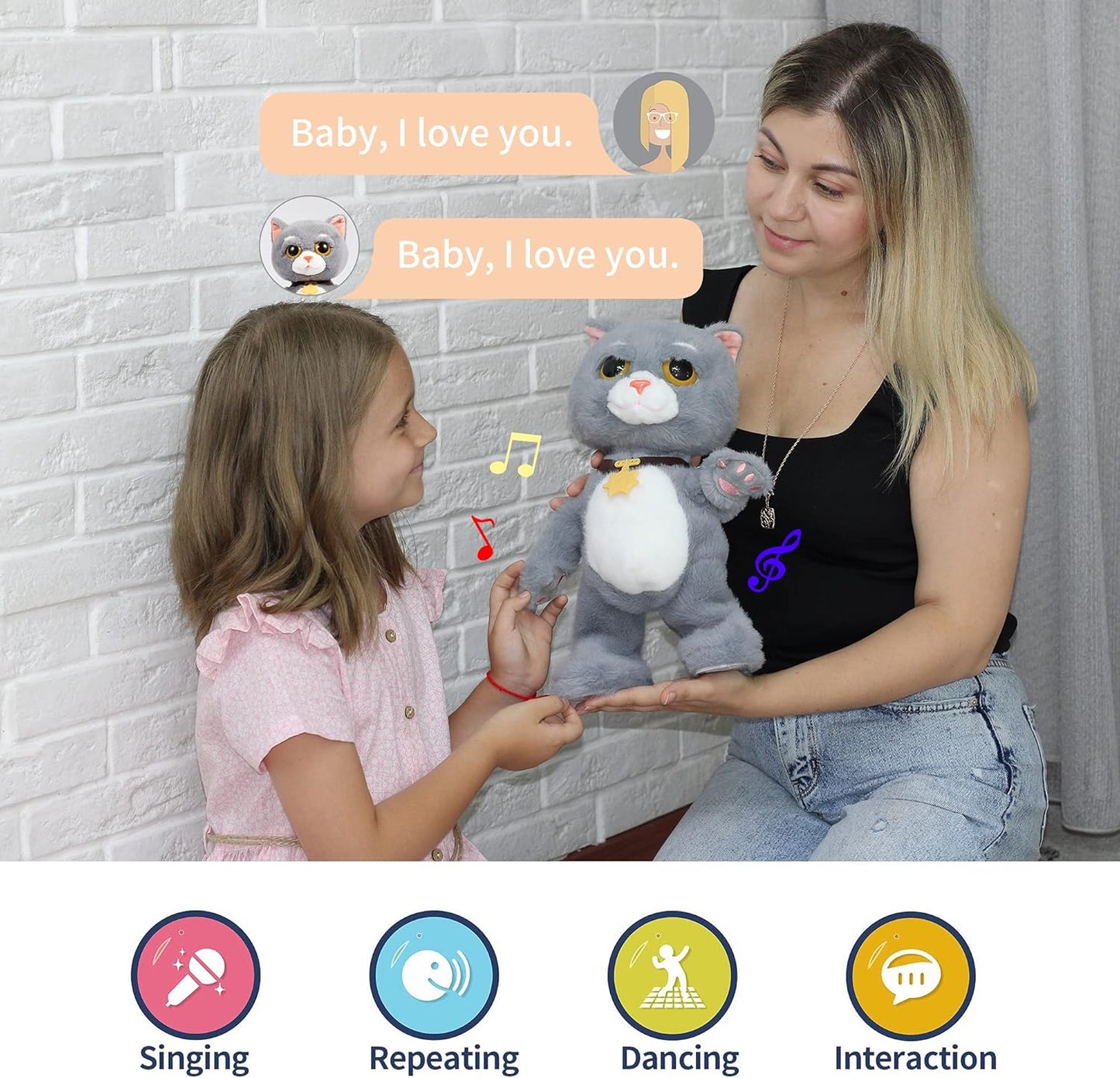 Dancing & Talking Cat Plush 🐱 | Interactive Singing Kitten Toy for Kids