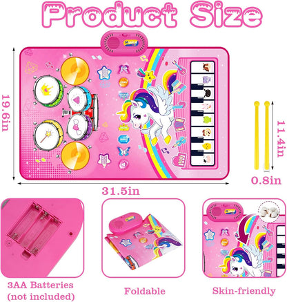 🦄 3-in-1 Unicorn Musical Play Mat – Piano, Drum & Animal Sounds Toy for Toddlers