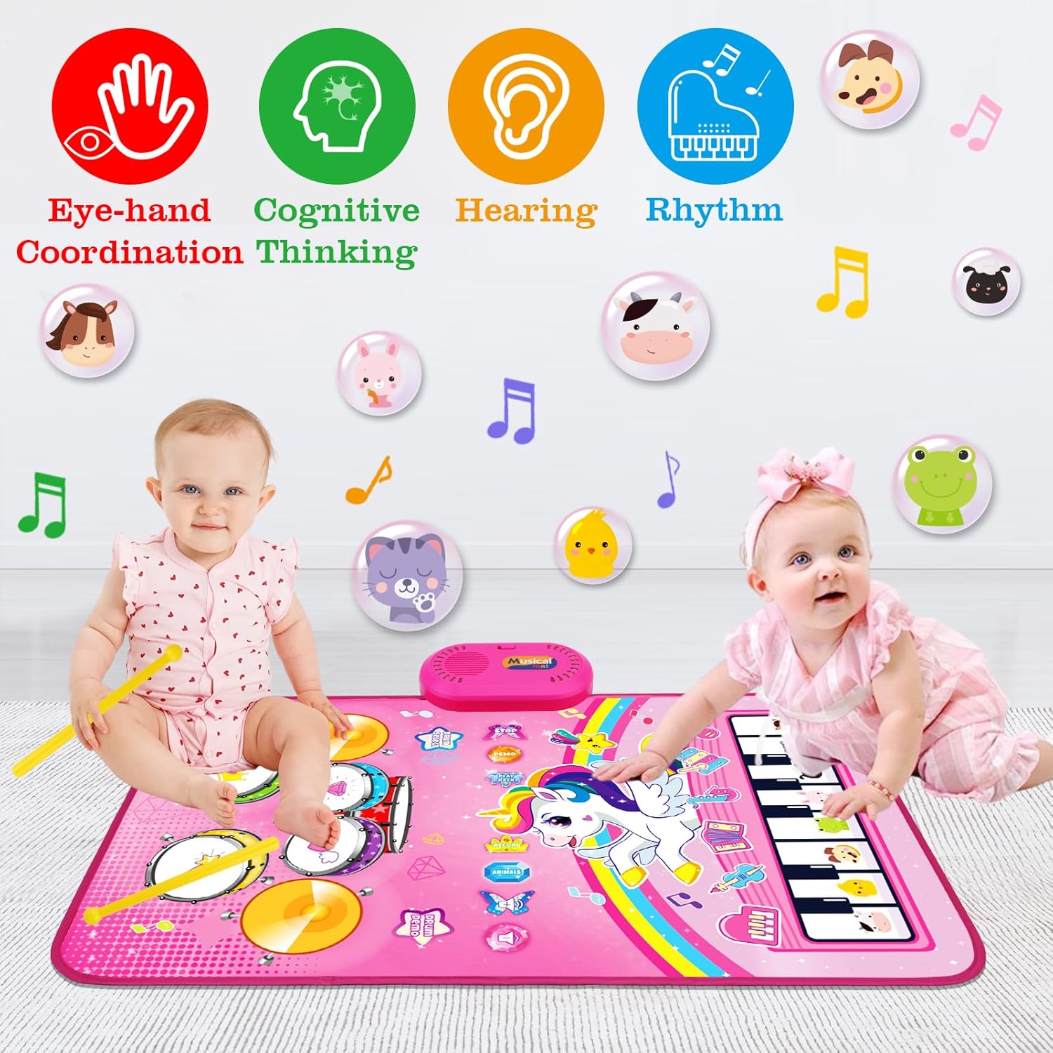 🦄 3-in-1 Unicorn Musical Play Mat – Piano, Drum & Animal Sounds Toy for Toddlers