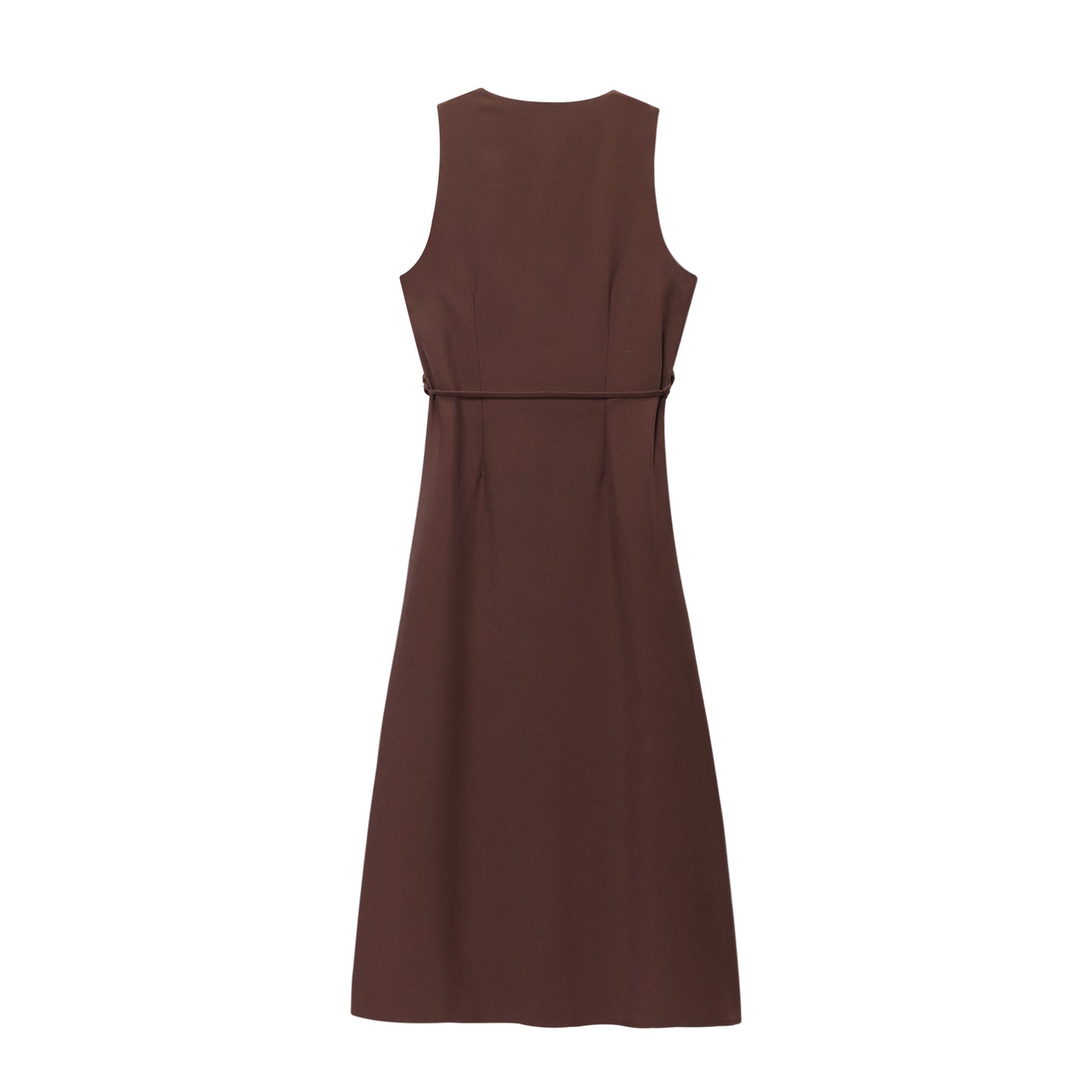 Button-Down Linen Midi Dress with Self-Tie Belt